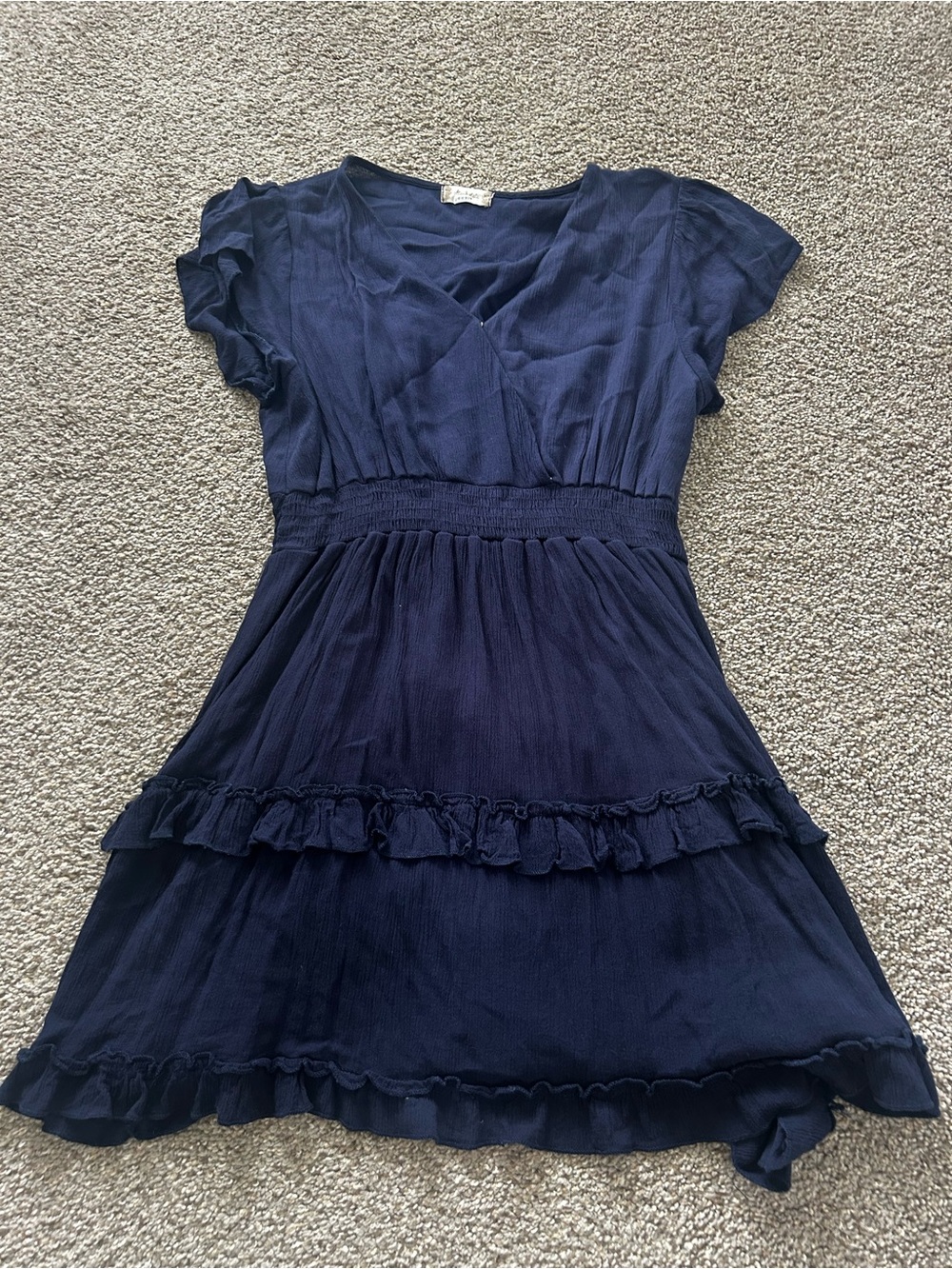 Altar'd State Navy Tiered Ruffle Midi Dress